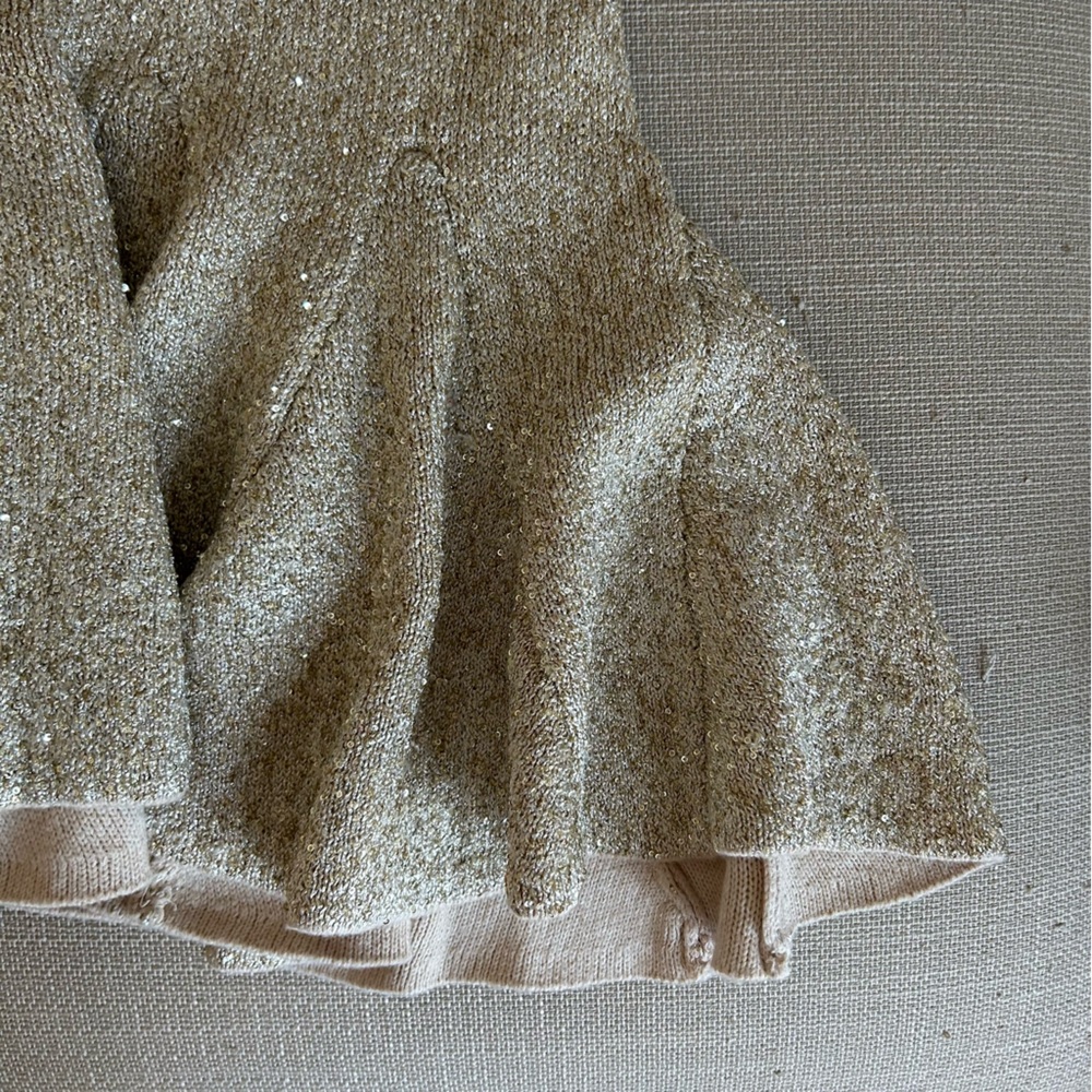 NWT LoveShackFancy Sarajane Sequin Stretch Knit Mini Dress Honey Gold Holiday - Picture 8 of 16